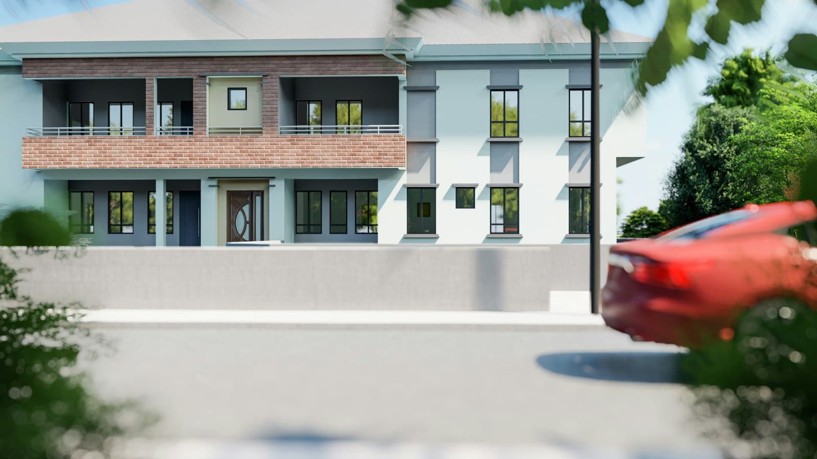 A modern two-storey block of flats in Akure, Nigeria — the kind of property landlords list on Reallow